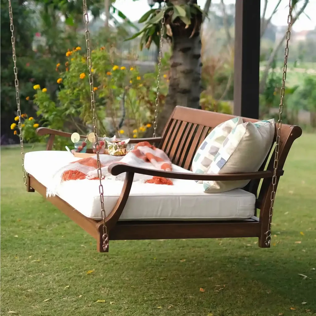 Porch swing cushions with pillow