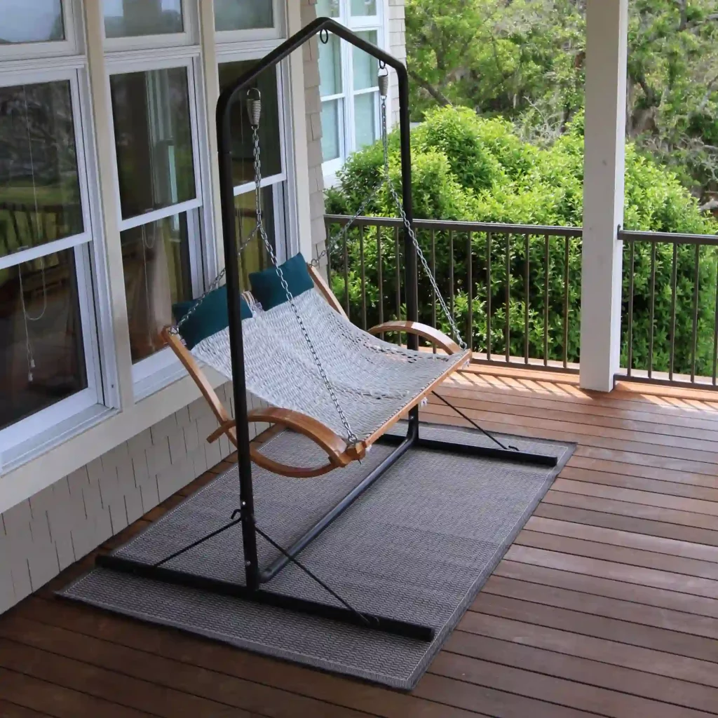 Metal porch swing on stand