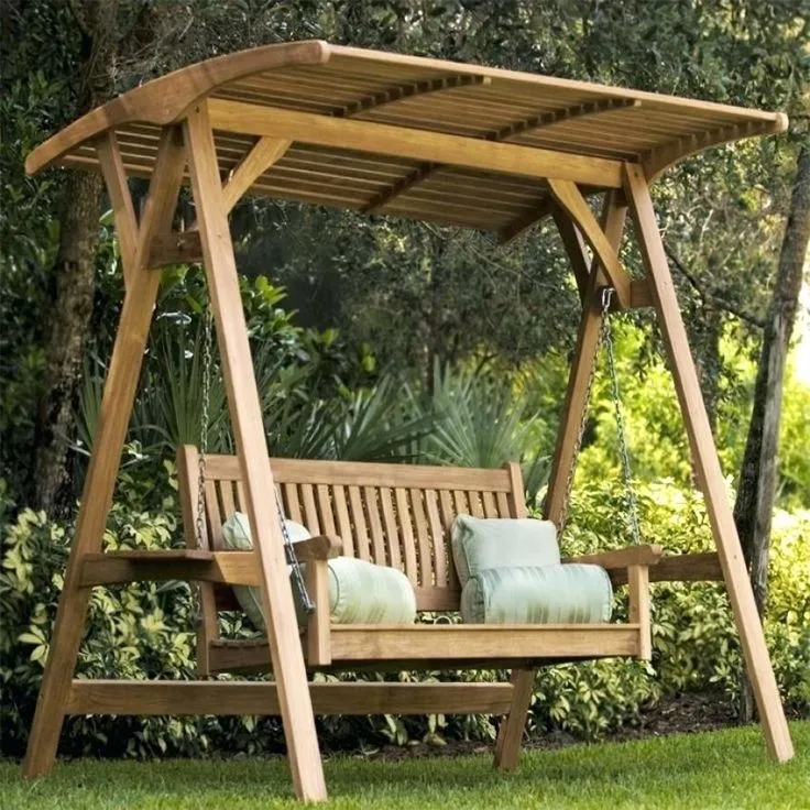 Porch Swing with Canopy Wood