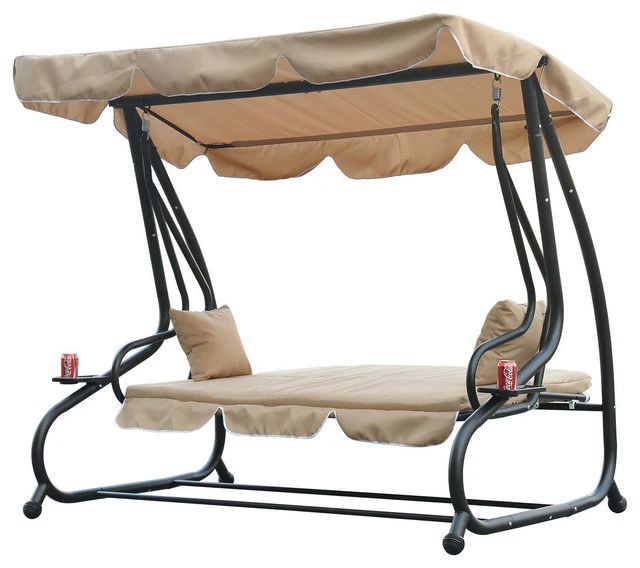 Porch Swing with Canopy and Cup Holder