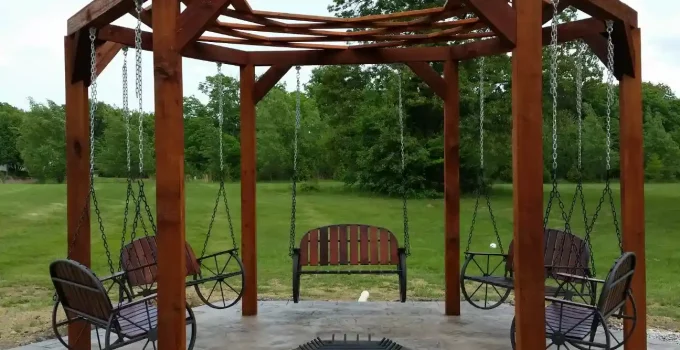 Most Popular Design Porch Swing Fire Pit with Roof