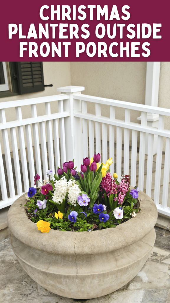 christmas planters outside front porches