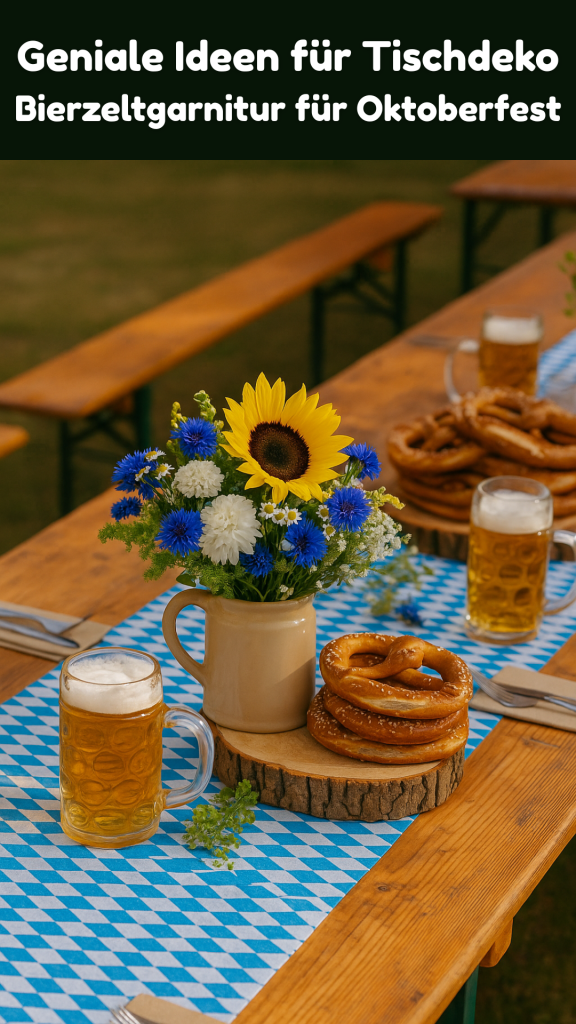 Geniale Ideen für Tischdeko Bierzeltgarnitur für Oktoberfest