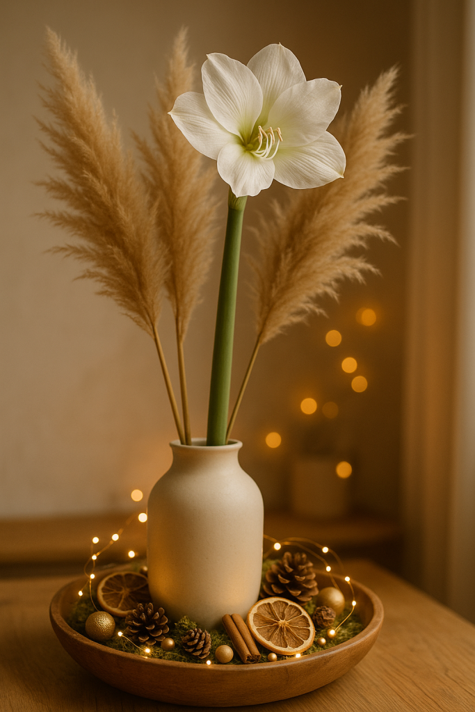 Amaryllis mit Pampasgras – Boho Winter Look
