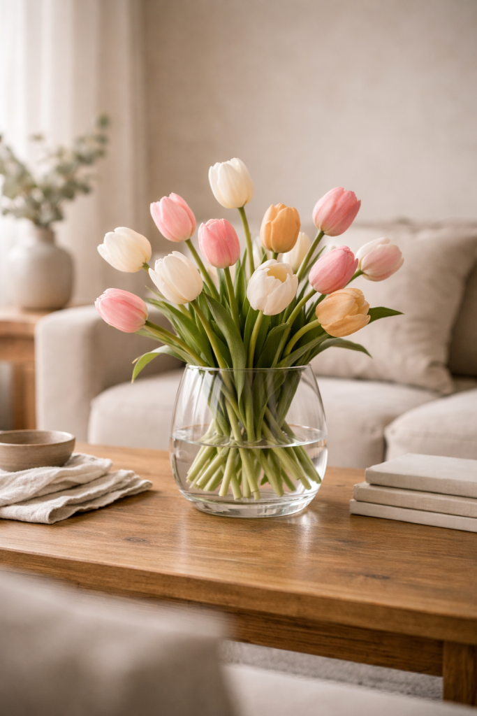 Platz 2 – Tulpen in Vase dekorieren mit Höhenunterschieden und Bewegung