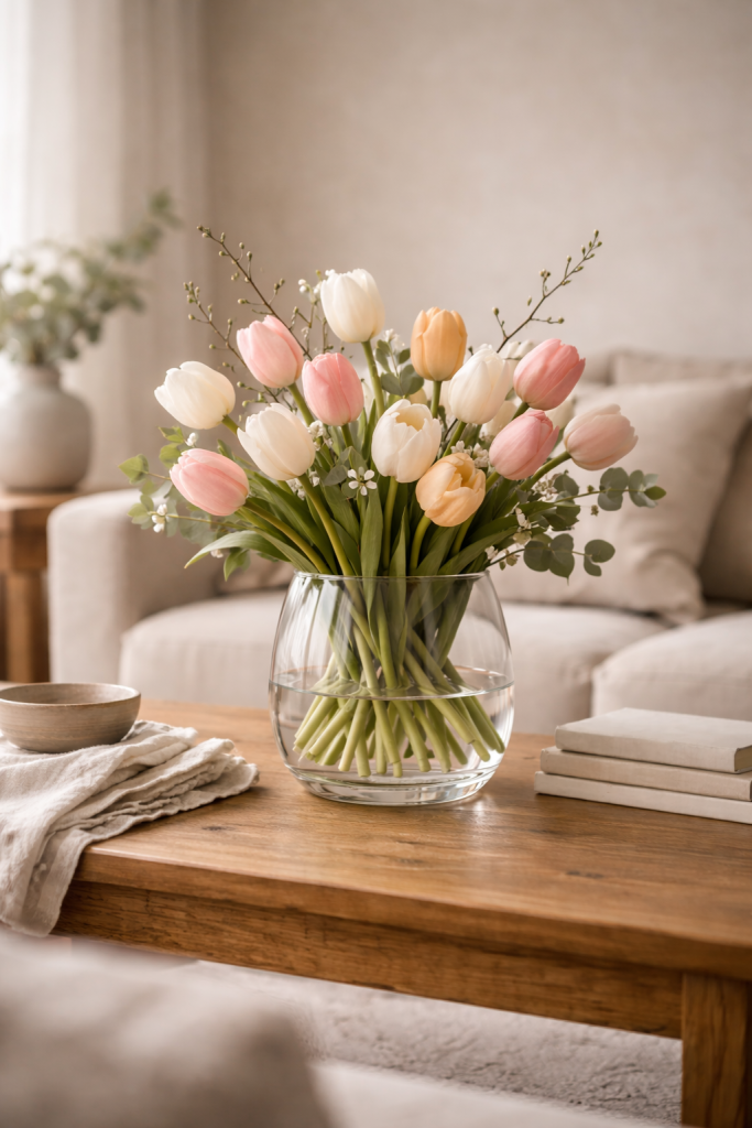 Platz 3 – Tulpen in Vase dekorieren mit Zusatz Elementen für Wow Effekt