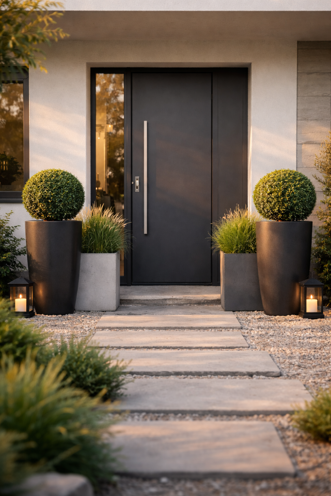 Platz 1 Blumenkübel Haustür modern minimalistisch für einen eleganten Look