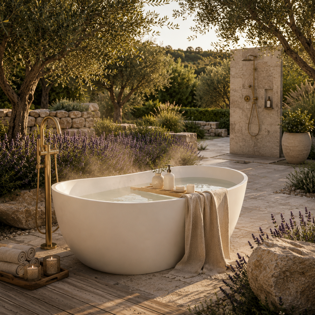 Die 3 besten Badewanne im Freien Ideen die Ihren Garten in eine luxuriöse Wellnessoase verwandeln