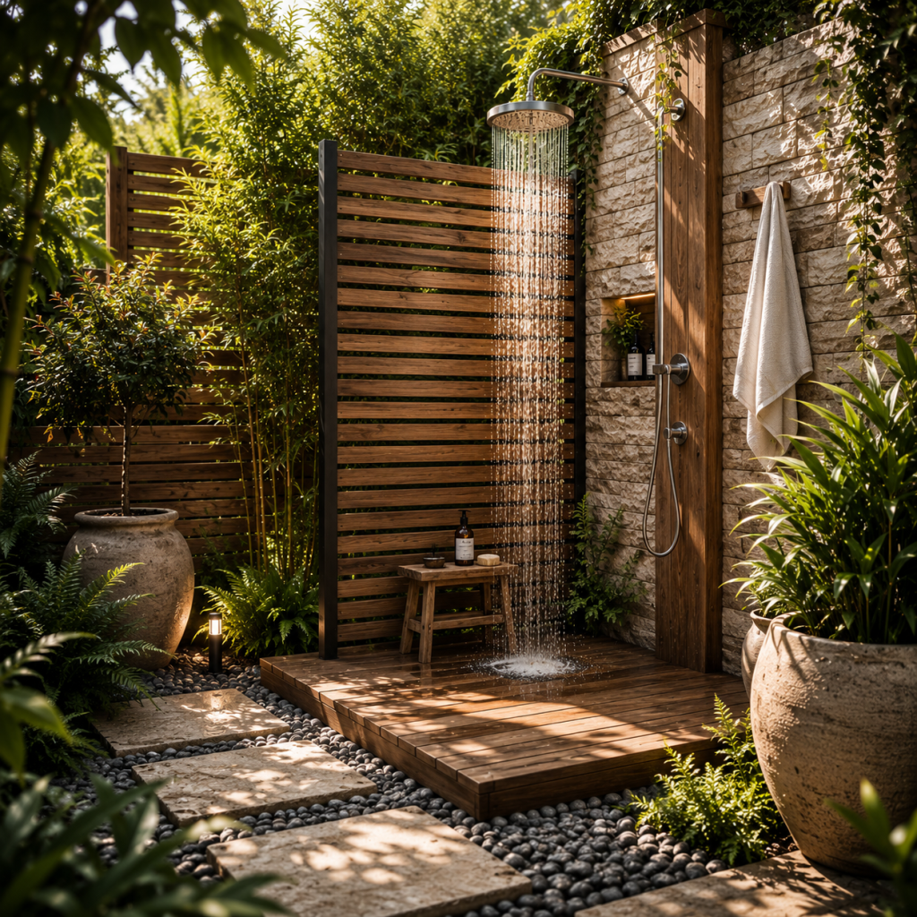 Die 3 besten Gartendusche Ideen Sichtschutz die deinen Garten sofort luxuriöser wirken lassen