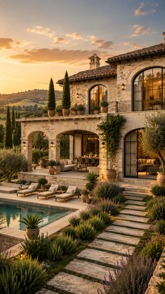 🥇 Platz 1 Modernes Tuscan House mit luxuriöser Natursteinarchitektur