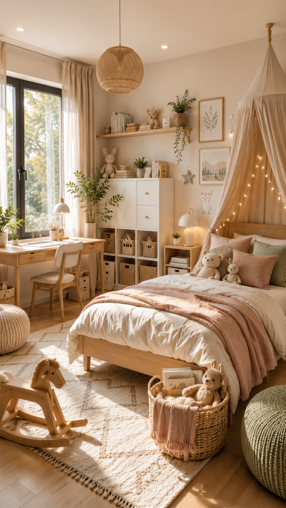 🥇 Platz 1 Skandinavisches Kinderzimmer mit natürlichen Farben