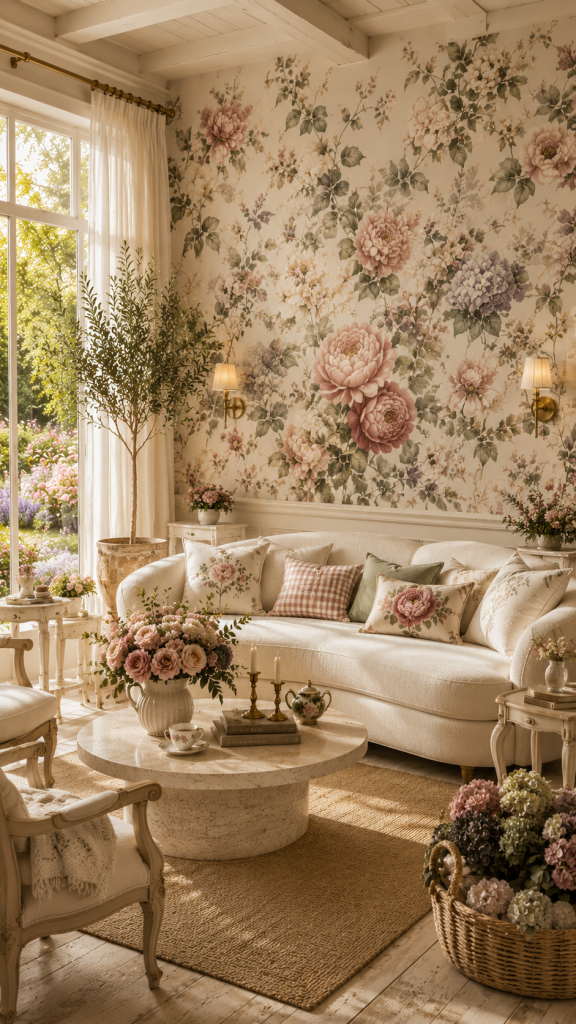🥈 Platz 2 Romantische Blumentapete im modernen Landhausstil