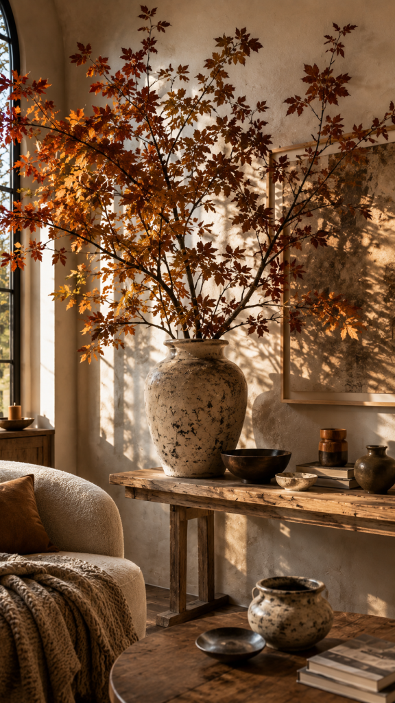 🥇 Platz 1 Botanische Herbstkulisse mit großen Zweigen und skulpturalen Naturformen