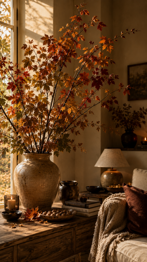 🥇 Platz 1 Botanische Herbstkulisse mit großen Zweigen und skulpturalen Naturformen