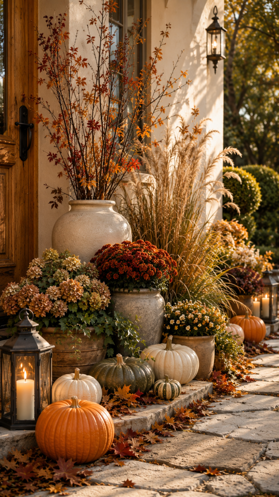 🥇 Platz 1 Botanischer Herbst Eingang mit gestaffelten Naturarrangements
