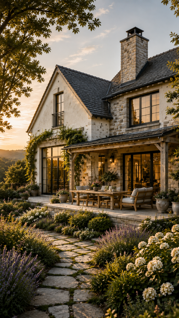 🥇 Platz 1 Das moderne Landhaus mit Naturstein und großen Fensterflächen