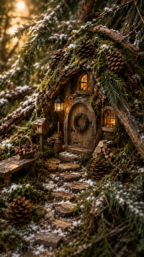 🥇 Platz 1 Das verwunschene Wald Wichtelhaus zwischen Moos Wurzeln und Tannenzweigen