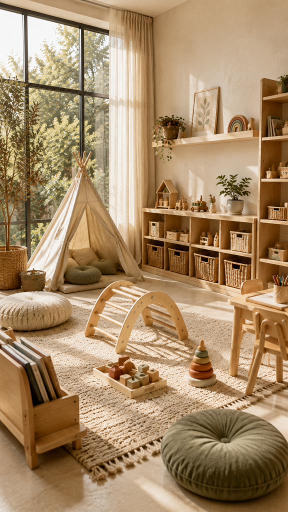 🥇 Platz 1 Natürliches Montessori Kleinkind Spielzimmer