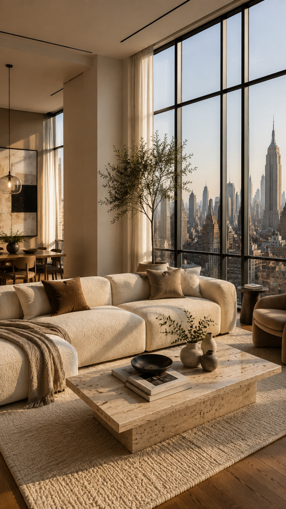 🥇 Platz 1 New York Apartment mit großen Fenstern und modernem Quiet Luxury