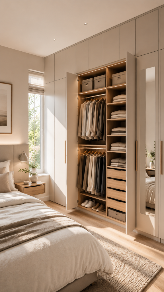 🥇 Platz 1 Raumhoher Kleiderschrank platzsparend als unsichtbare Stauraumwand