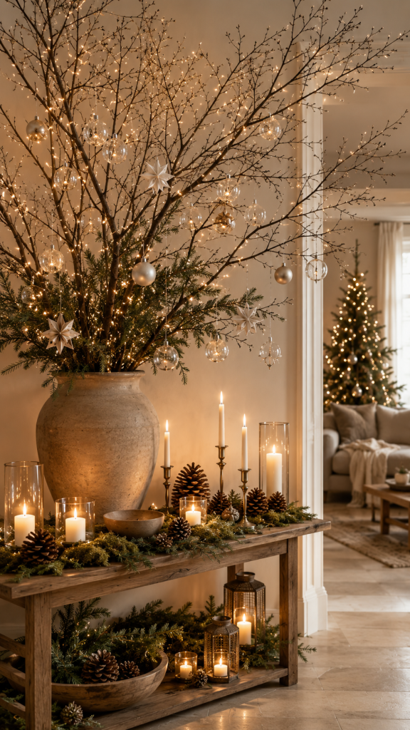 🥇 Platz 1 Schwebende Winterlandschaft aus Zweigen Licht und Naturmaterialien
