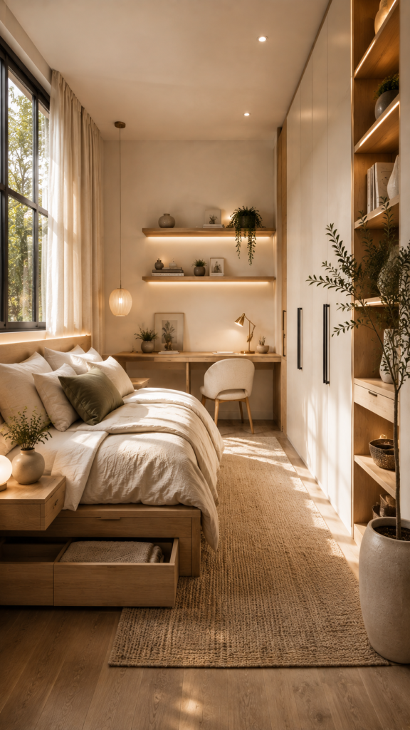 🥇 Platz 1 – Kleines Zimmer einrichten mit einem hellen Japandi-Konzept