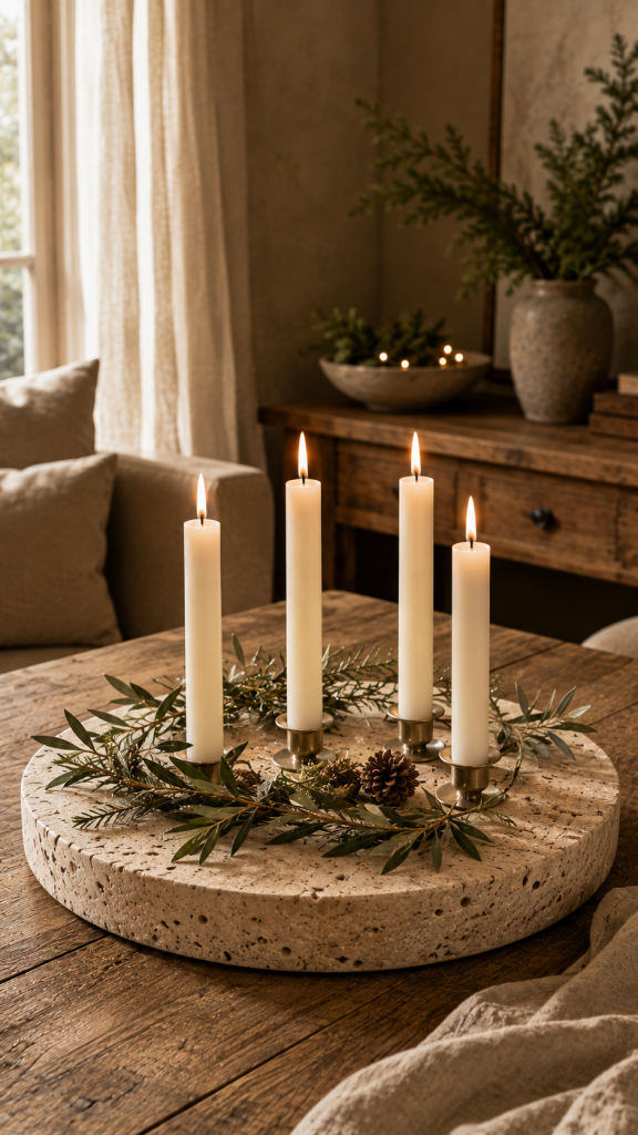 🥈 Platz 2 Der minimalistische Adventskranz aus Naturstein und sanftem Grün