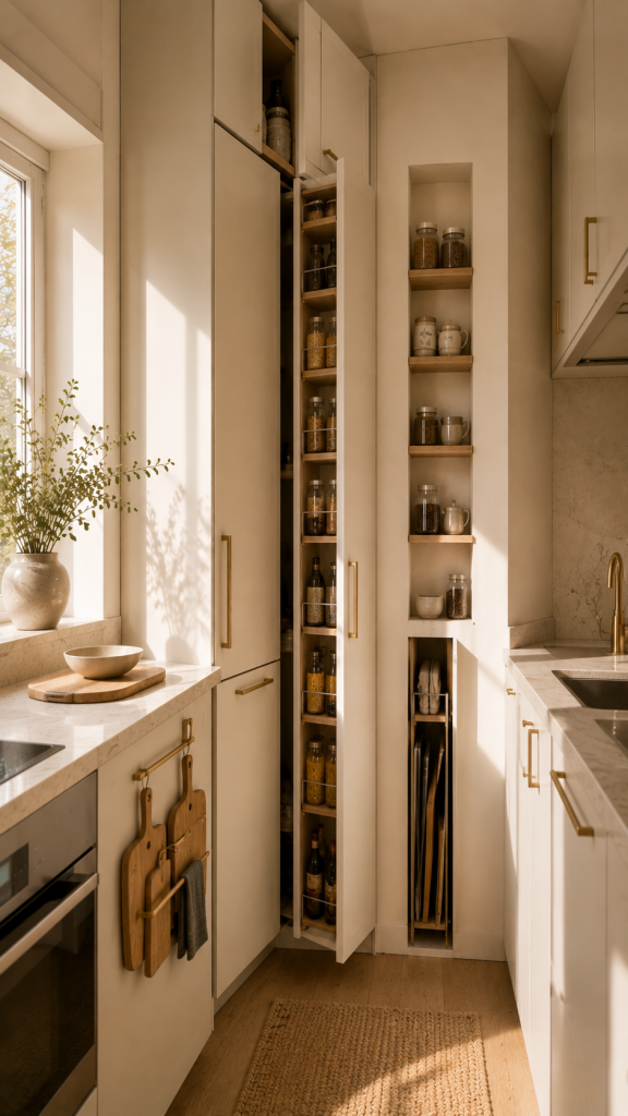 🥈 Platz 2 Schmale Nischen verwandeln verlorene Zentimeter in cleveren Stauraum