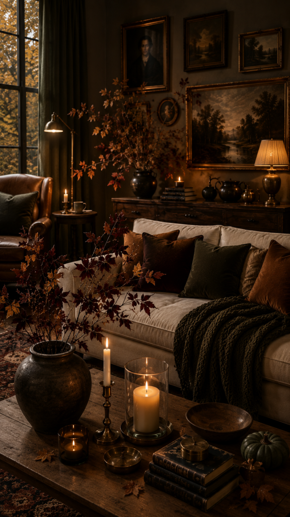 🥉 Platz 3 Dark Autumn herbstliche Wohnungsdekoration mit Vintage Kunst und tiefen Farben
