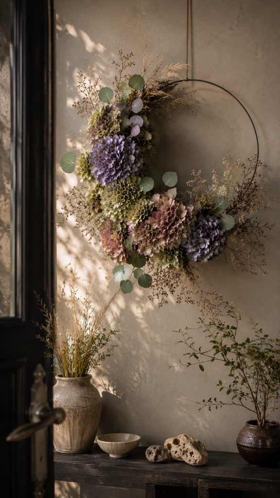 🥉 Platz 3 Der schwebende Hortensien Kranz als außergewöhnliches botanisches Kunstwerk