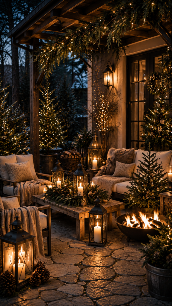 🥉 Platz 3 Die winterliche Outdoor Weihnachtslounge mit Feuer und Licht