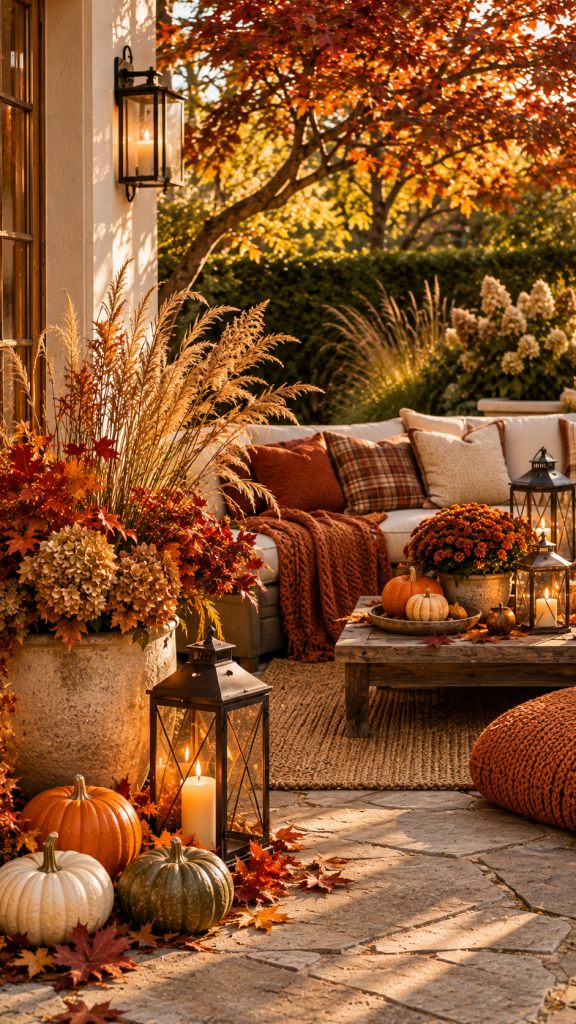 🥉 Platz 3 Leuchtende Herbst Lounge mit Laternen und Naturtexturen
