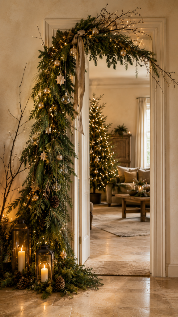 🥉 Platz 3 Magischer Weihnachtsdurchgang mit asymmetrischer Girlande