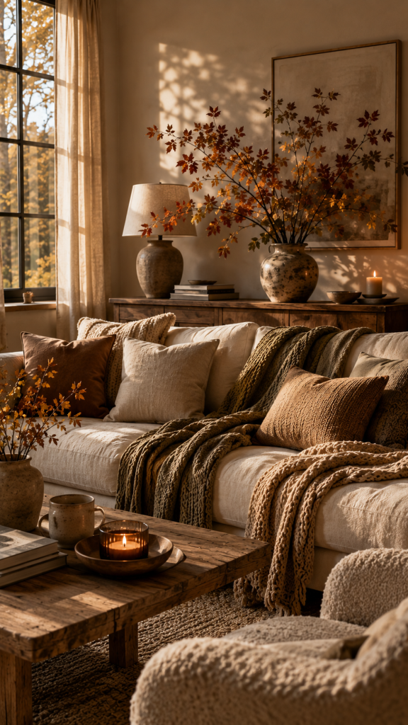 🥉 Platz 3 Soft Autumn Cocoon mit textilen Schichten und stillen Herbstfarben