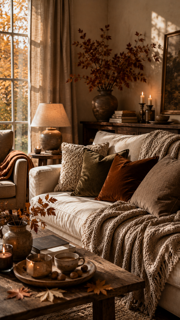 🥉 Platz 3 Soft Autumn Cocoon mit textilen Schichten und stillen Herbstfarben