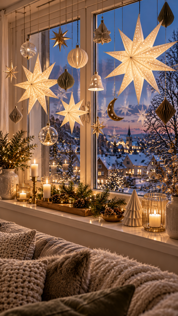 Platz 2 Fensterbank dekorieren Weihnachten als schwebende Weihnachtsgalerie