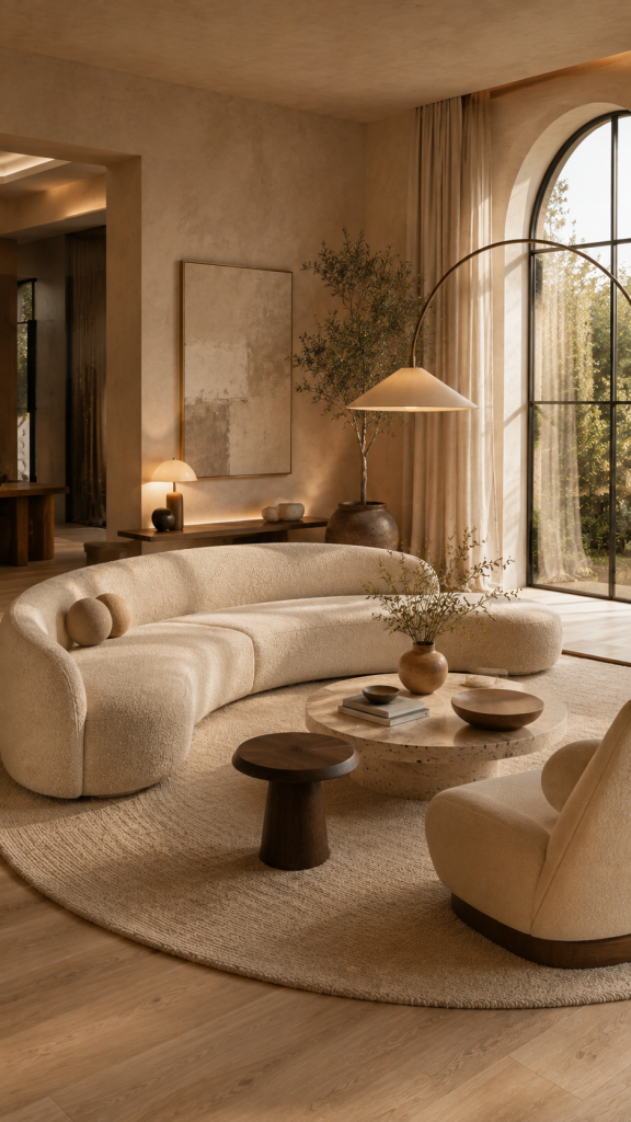 🥈 Platz 2 Das geschwungene Couch Wohnzimmer als elegante Gesprächsinsel