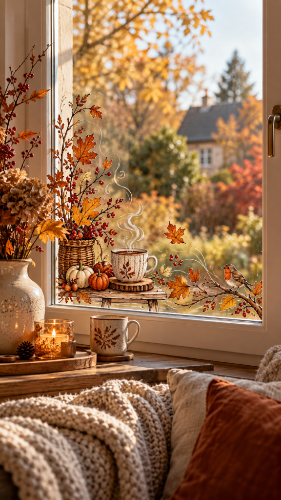 🥉 Platz 3 Fenster bemalen Herbst als kleine saisonale Fenstergeschichte