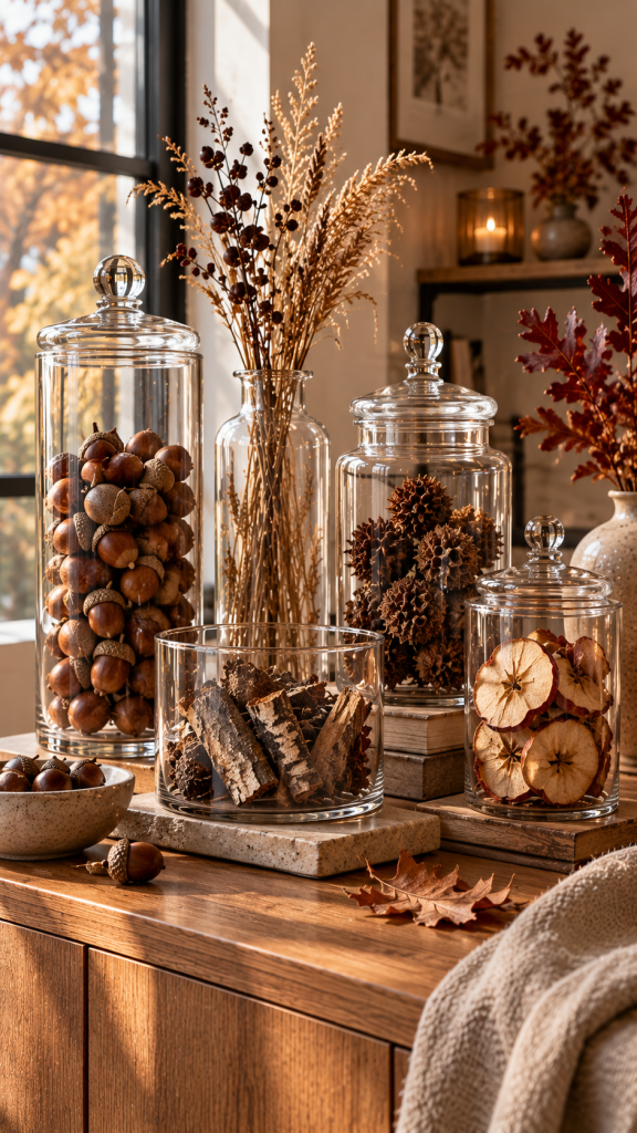 🥉 Platz 3 Glas herbstlich dekorieren als modernes Materialarchiv der Natur