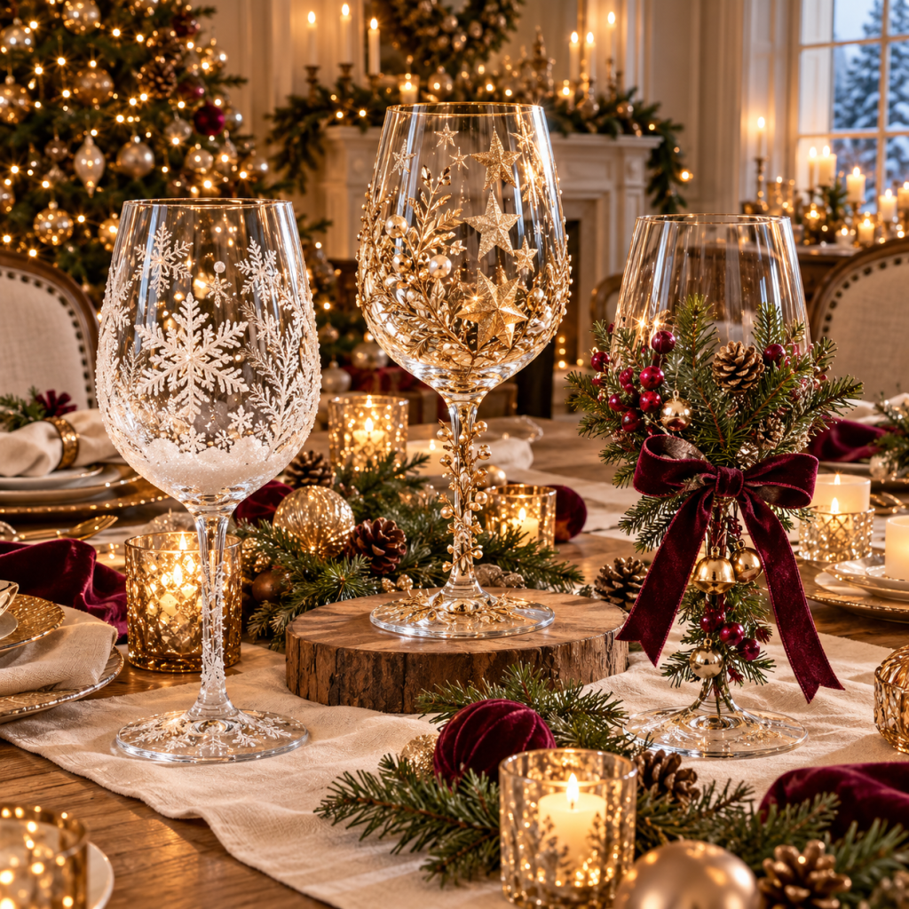 Weingläser weihnachtlich dekorieren mit diesen 3 wunderschönen Ideen wird deine Weihnachtsdeko zum Hingucker