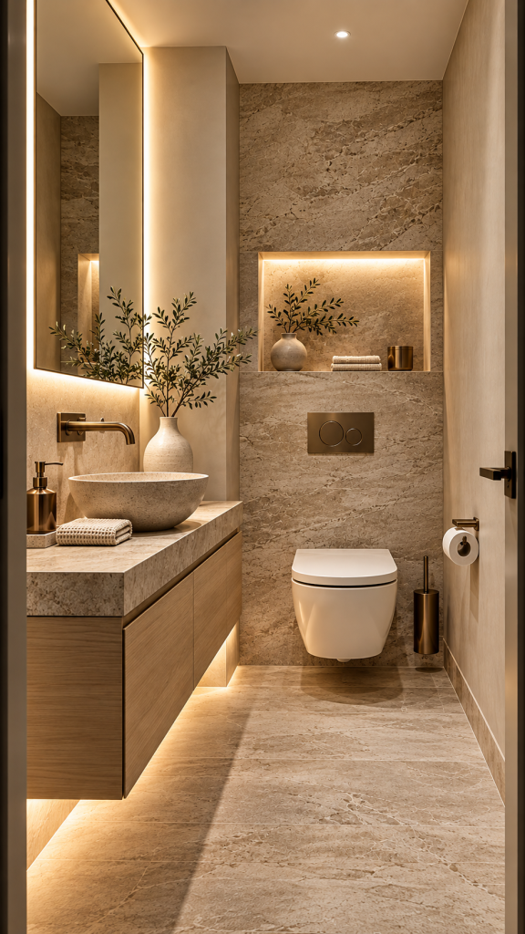 🥇 Platz 1 Gäste WC modern Ideen mit schwebender Wandarchitektur