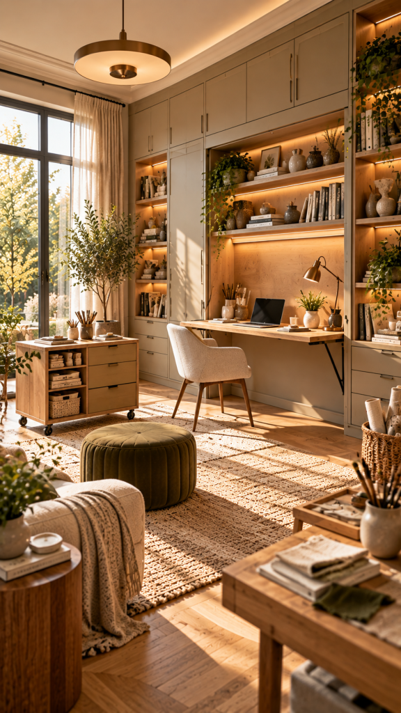 🥉 Platz 3 Leeres Zimmer einrichten als wandelbares Projektstudio mit verstecktem Stauraum und flexiblen Raumzonen